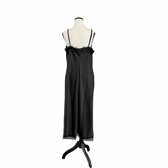 🖤 NWT A New Day Satin Lace Trim Midi Slip Dress Black XL - Picture 5 of 6